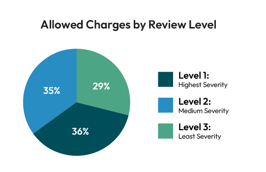 Allowed Charges by Review Level - pie chart Allowed Charges by Review Level - pie chart